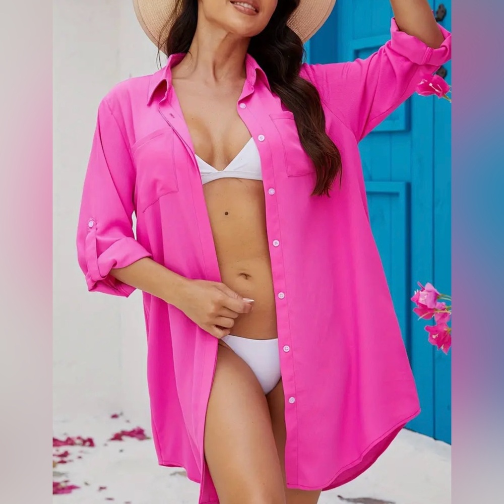Solid Chiffon Lounge Dress Pink